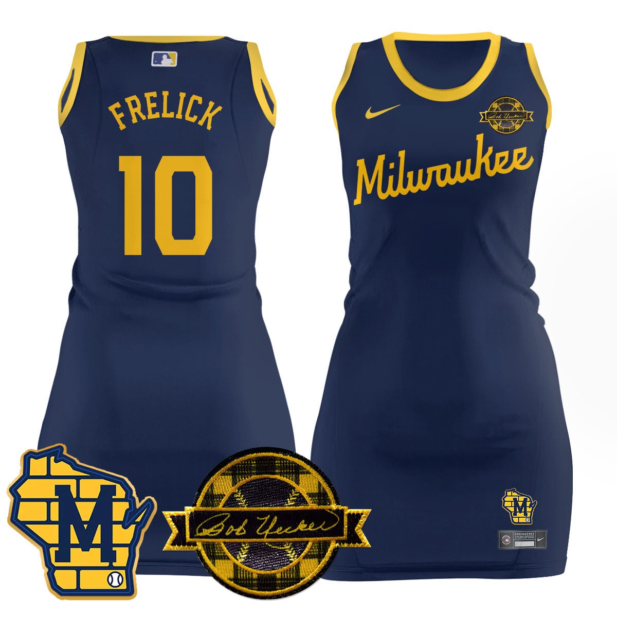 Milwaukee Brewers Limited Jersey Dress - Bob Uecker Patch - All Stitched
