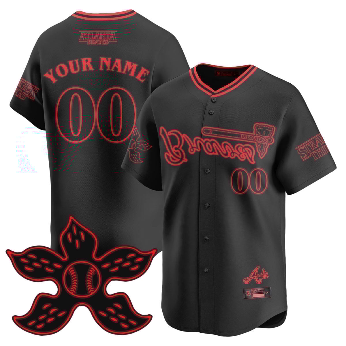 Atlanta Braves Stranger Things 2025 Limited Custom Jersey - All Stitched