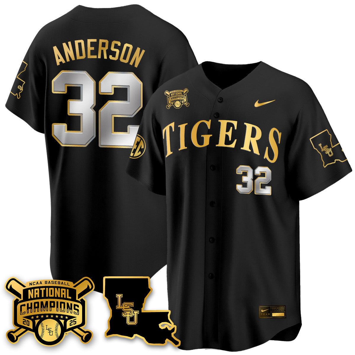 Youth's LSU Tigers 2025 World Series Champions Limited Gold Jersey - All Stitched