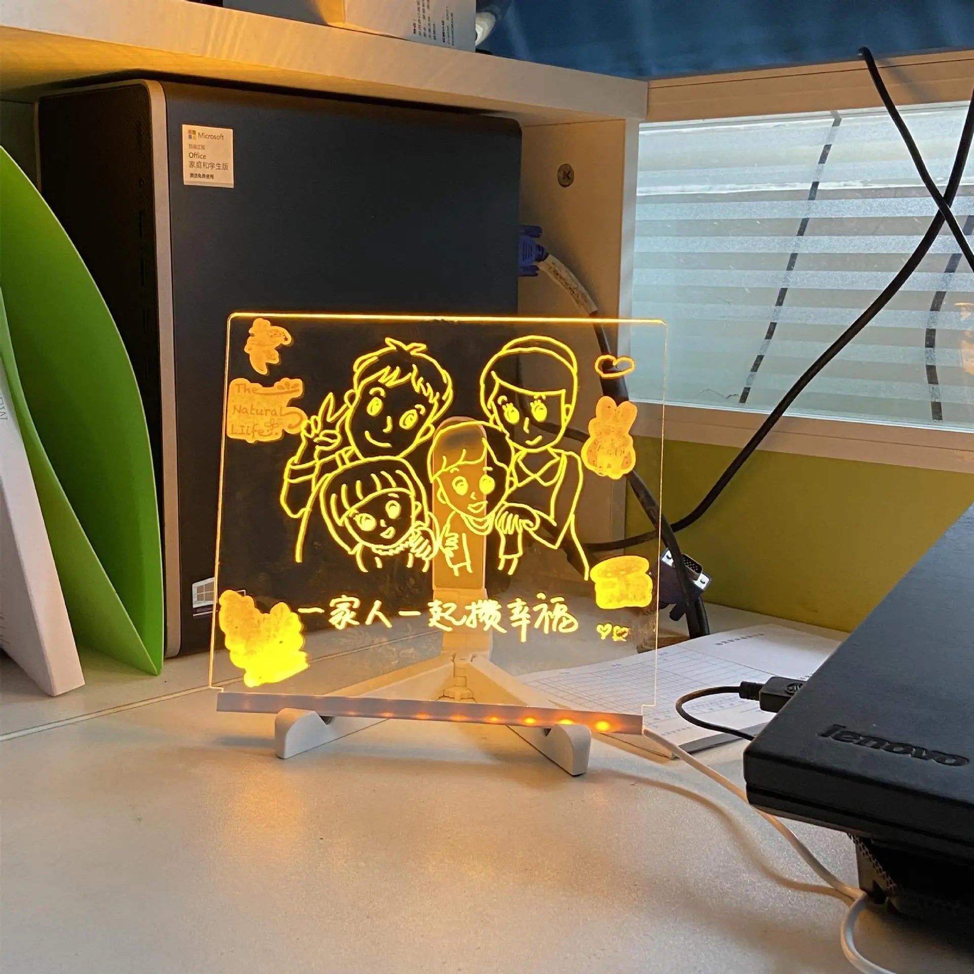 LED Note Board Night Light – Glowing Acrylic Message Board with 7-Color Pen, Lighted Drawing Board for Home, Office & School Decor