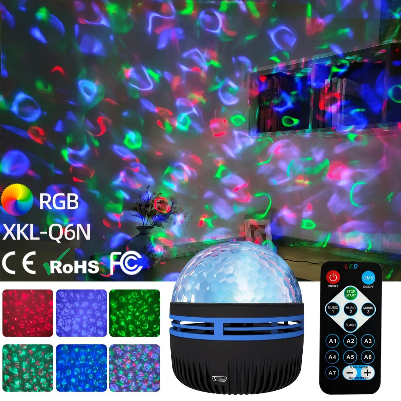 USB Galaxy Projector Aurora Night Light – 360° Rotating, Colorful RGB LED with Remote Control, 5V Star Projector Lamp for Home Theater & Room Decor